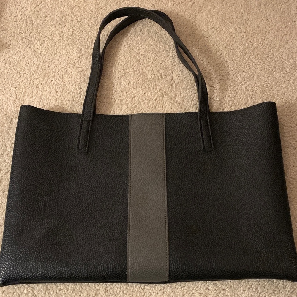 Vince Camuto Elegant Black and Gray Textured Large Tote Bag NWOT